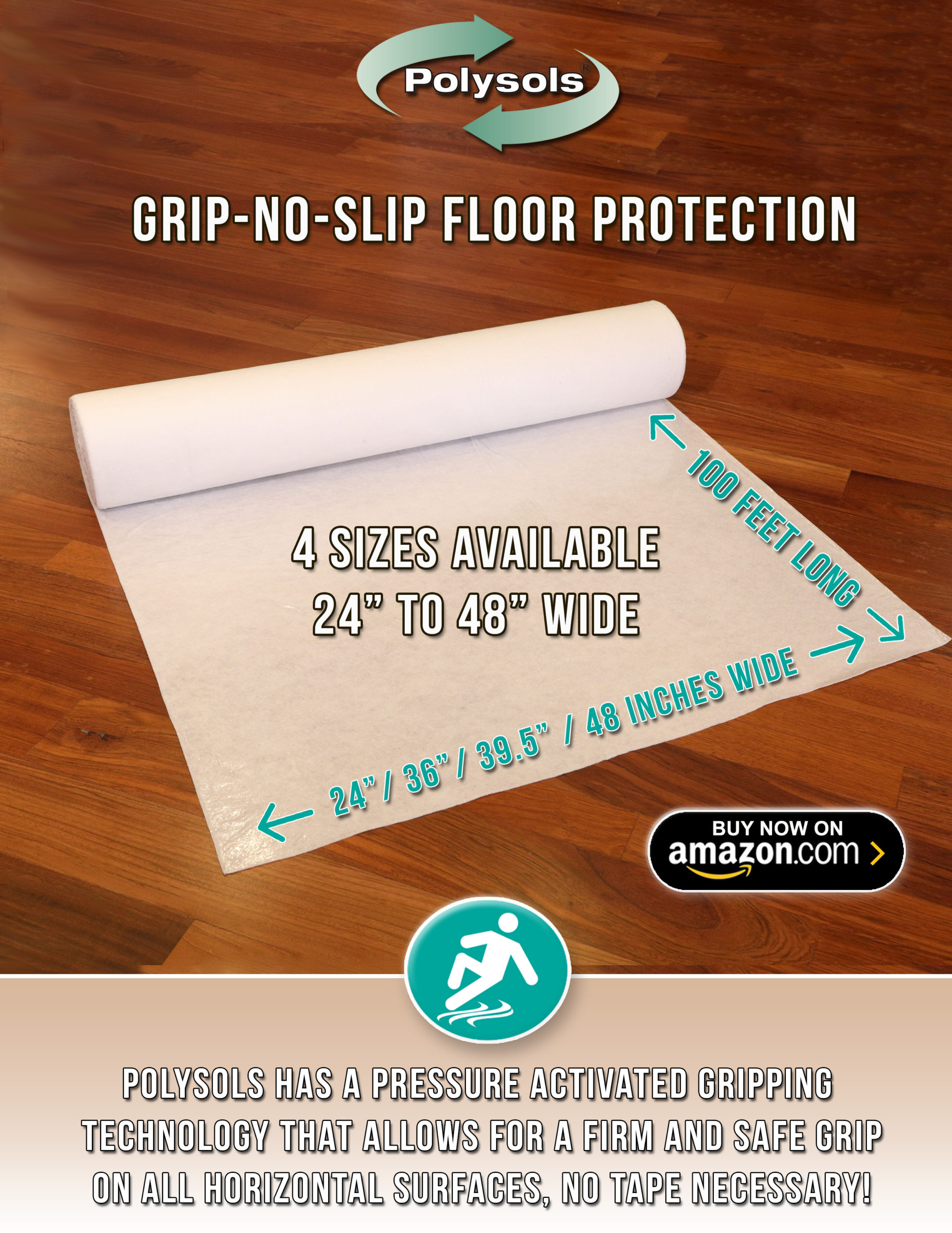 Polysols Heavy Duty Floor Film- Self Adhesive- Floor Protection for Hardwood Floors and Tile. Made in USA. Polysols Floor Film and plastic sheeting heavy duty for construction and DIY projects.